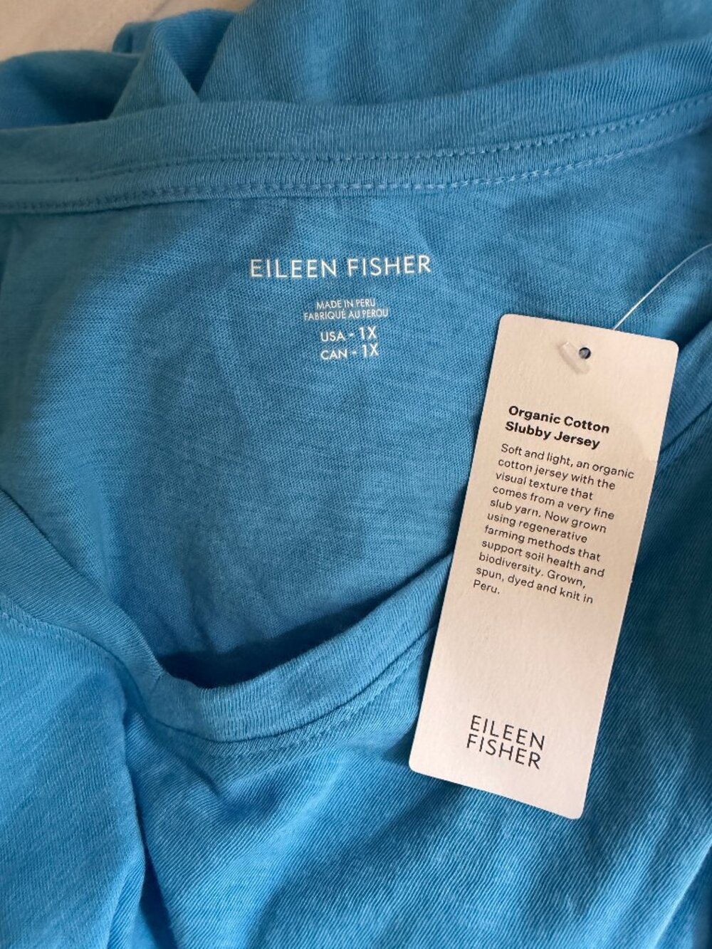 EILEEN FISHER Easy V-Neck Organic Cotton T-Shirt NWT 1X - Picture 5 of 5